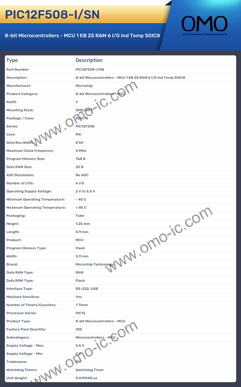 PIC12F508-I/SN