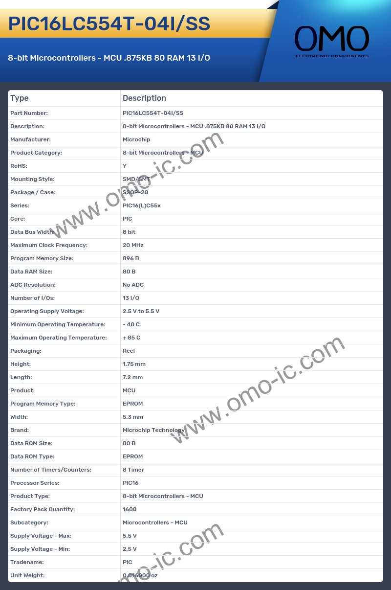 PIC16LC554T-04I/SS